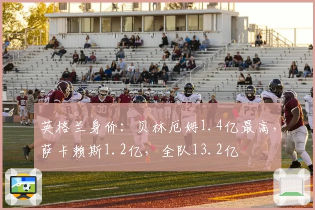 英格兰身价：贝林厄姆1.4亿最高，萨卡赖斯1.2亿，全队13.2亿